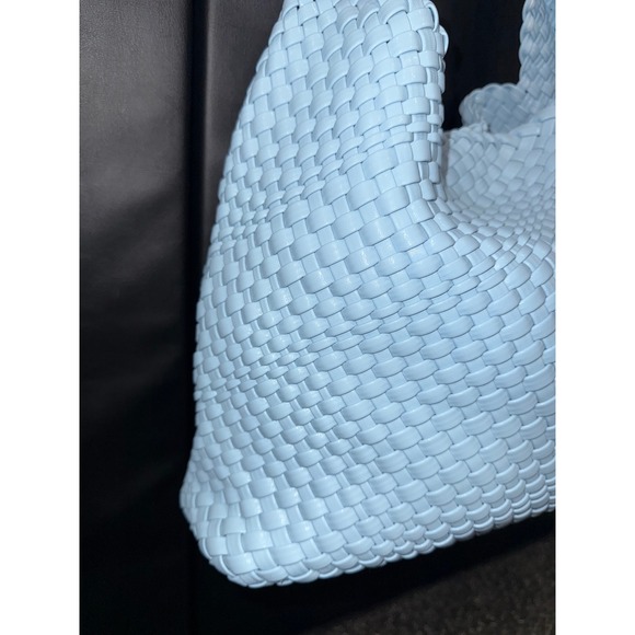 Baby Blue Woven Shoulder Bag Large Tote Pouch Included - Picture 2 of 11